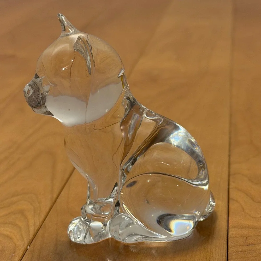 Princess House Clear Crystal Cat Figurine Sitting Glass Kitty Paperweight 3.75